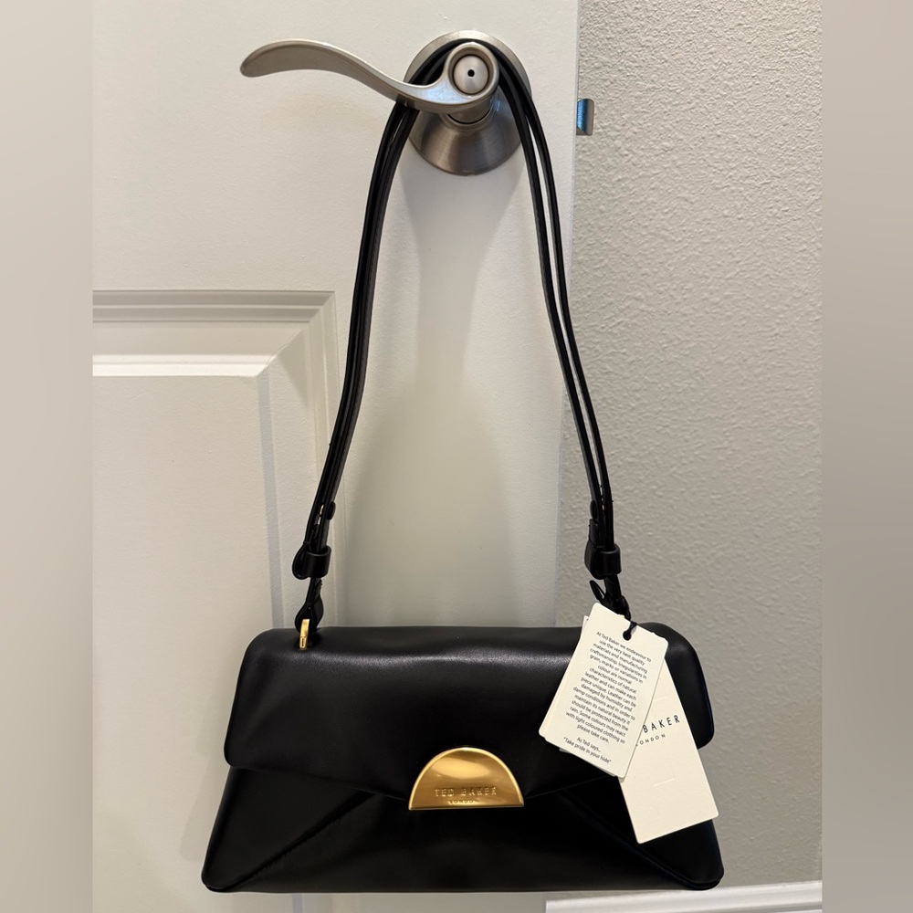 NWT Ted Baker “Selene” black leather shoulder/crossbody bag